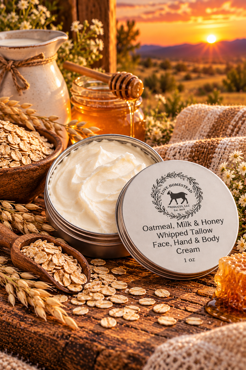 Oatmeal, Milk & Honey – Whipped Tallow Face, Hand & Body Cream