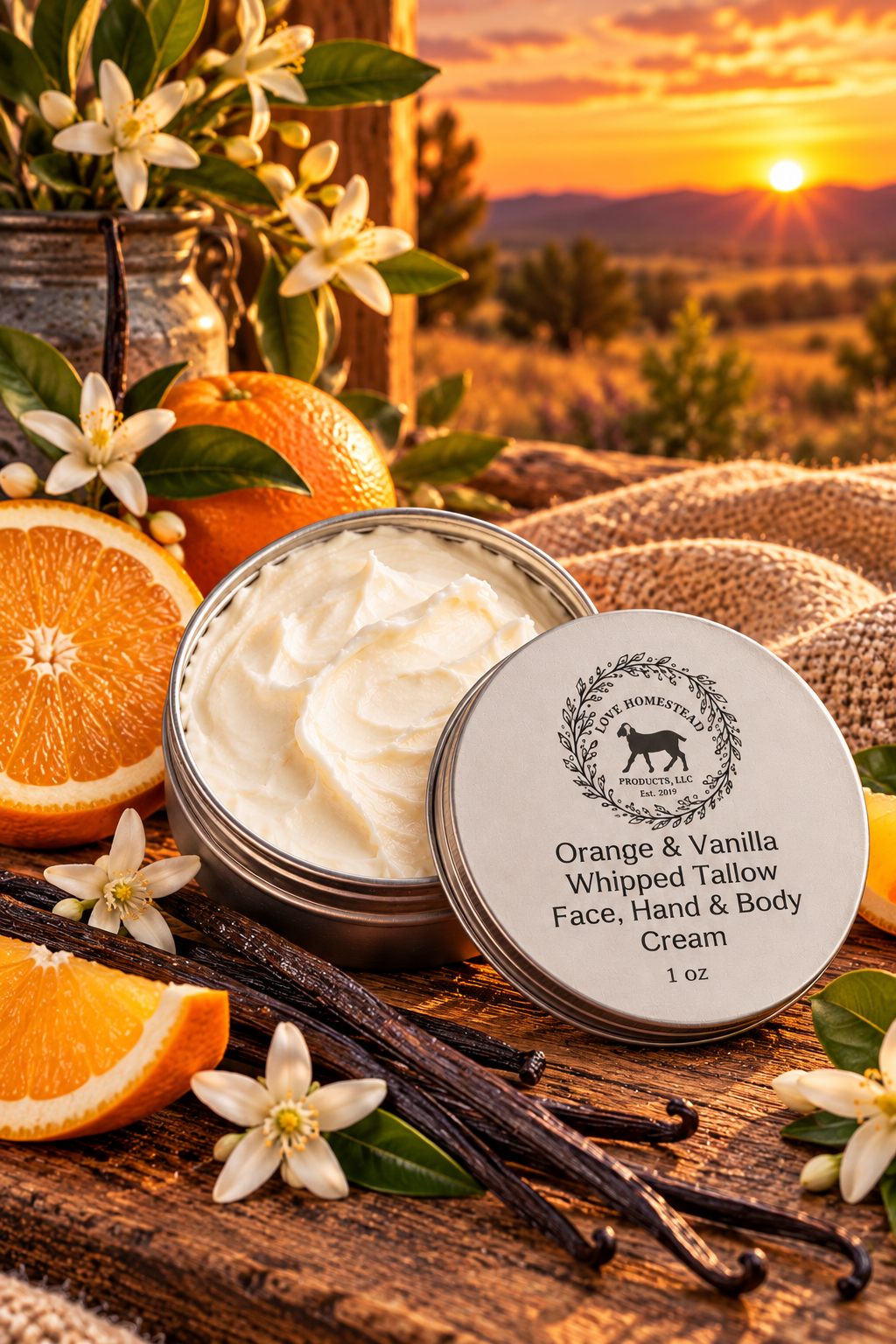 Orange & Vanilla – Whipped Tallow Face, Hand & Body Cream