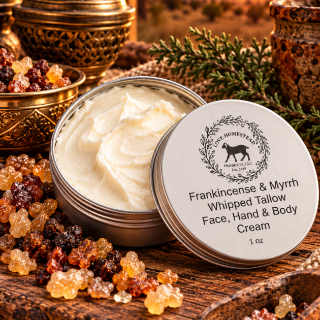 Frankincense and Myrrh Whipped Tallow Face, Hand, and Body Cream